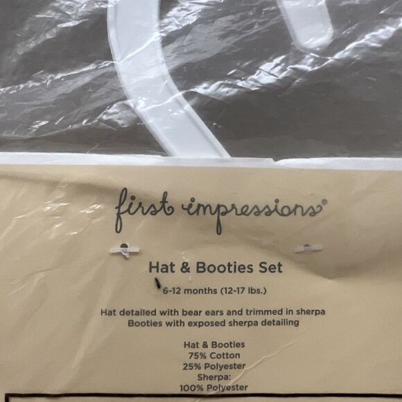 First Impressions Baby Boys or Girls Velour Bear Hat and Bootie Set, 6/12Months - Picture 6 of 7